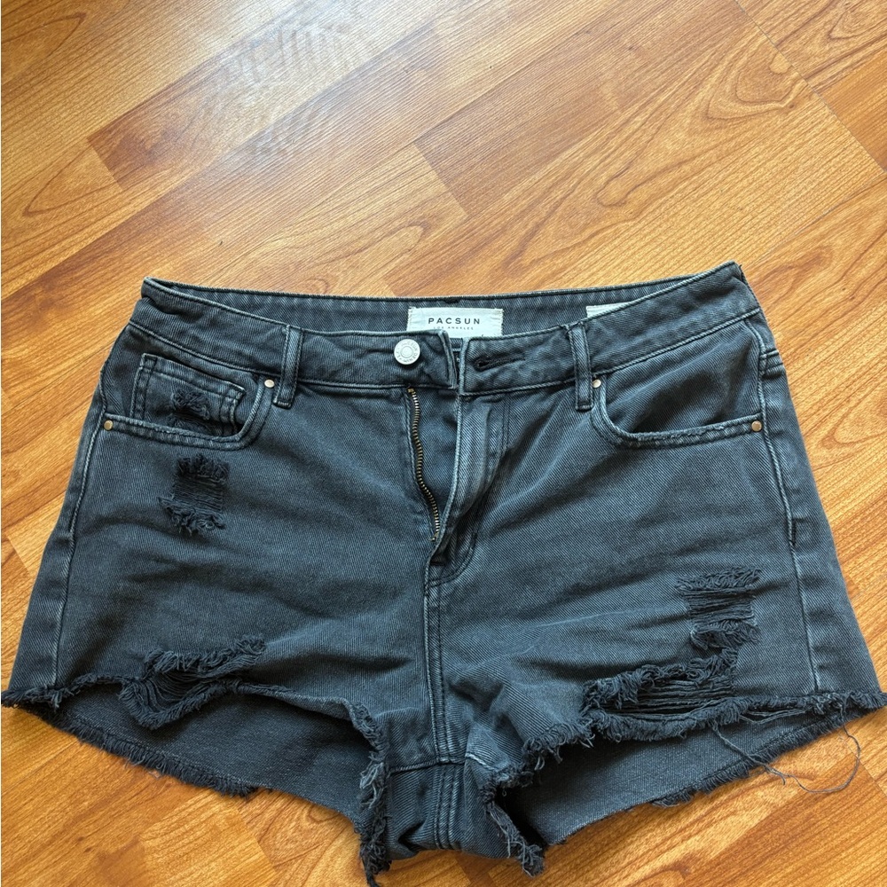 PacSun Charcoal Distressed Jean Shorts